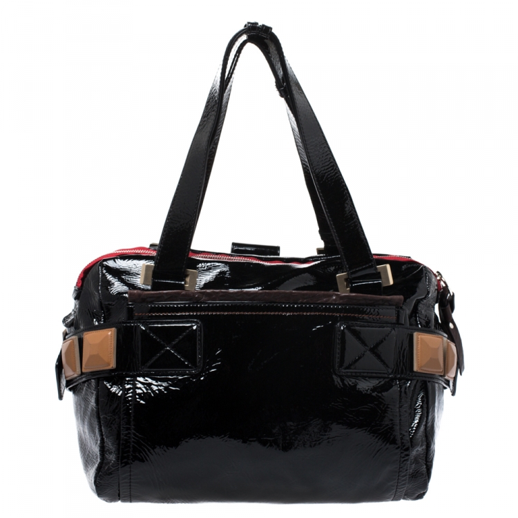 Pre Owned Chloe Black Patent Leather Audra Satchel