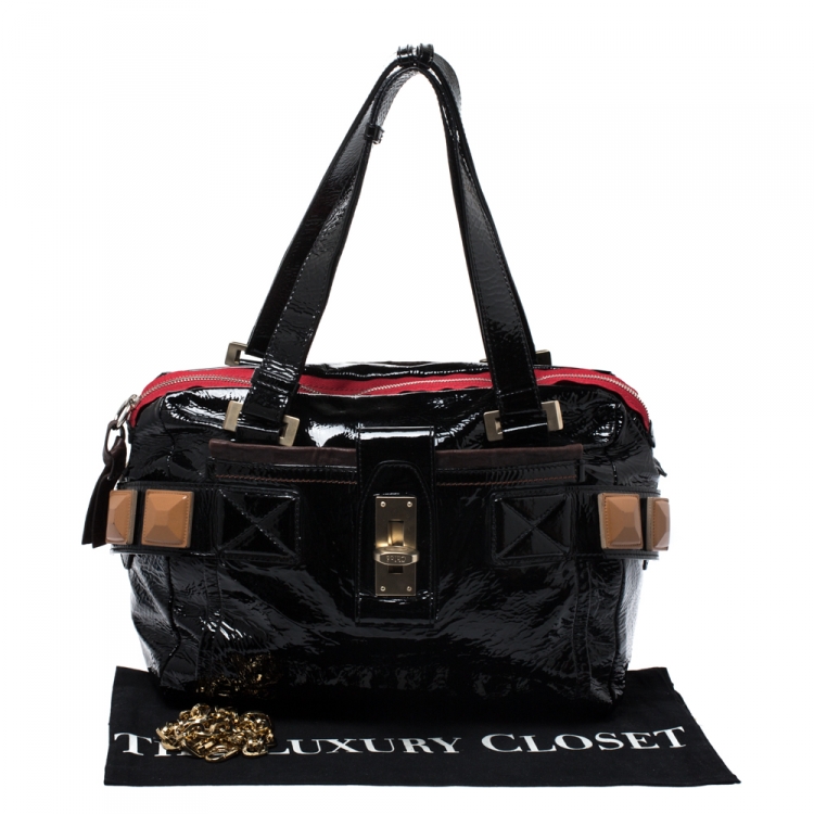 Pre Owned Chloe Black Patent Leather Audra Satchel