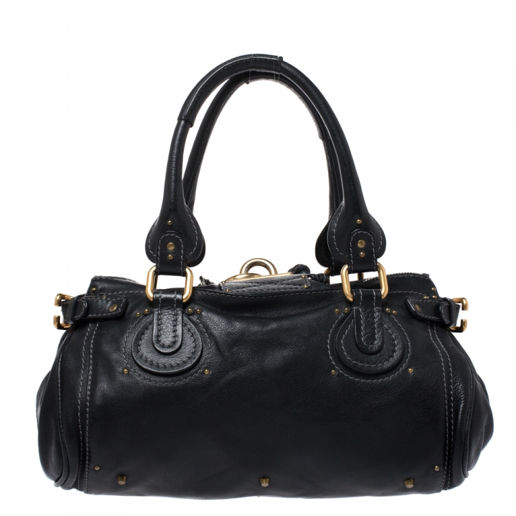 Pre Owned Chloe Black Leather Medium Paddington Satchel