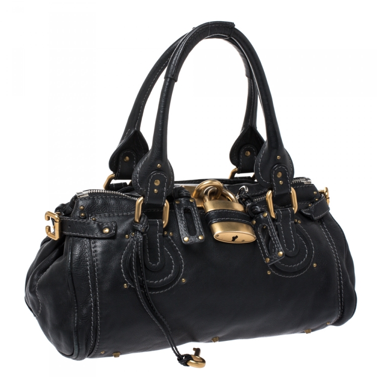 Pre Owned Chloe Black Leather Medium Paddington Satchel