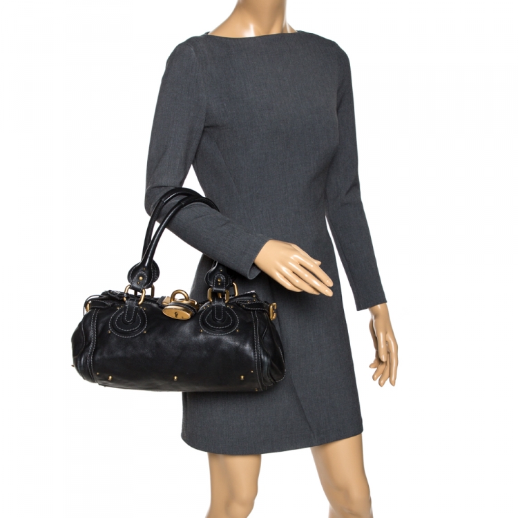 Pre Owned Chloe Black Leather Medium Paddington Satchel