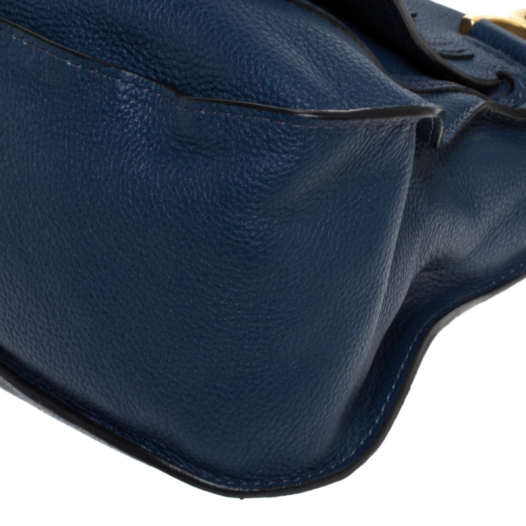 Pre Owned Chloe Blue Leather Medium Marcie Shoulder Bag