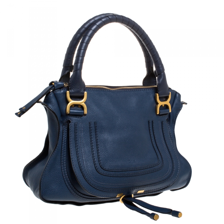 Pre Owned Chloe Blue Leather Medium Marcie Shoulder Bag