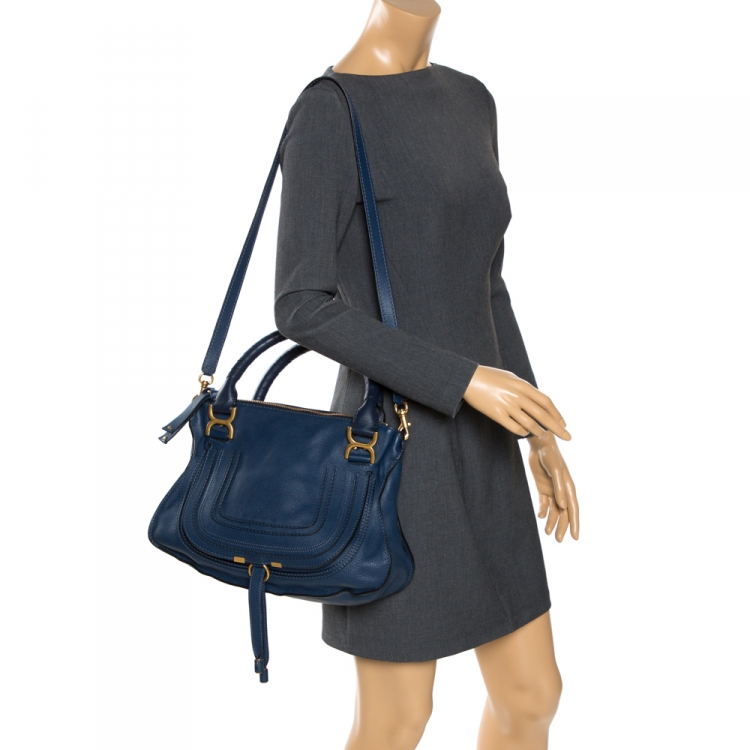 Pre Owned Chloe Blue Leather Medium Marcie Shoulder Bag