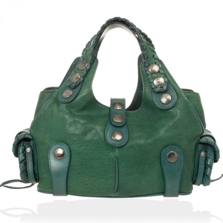 Pre Owned Chloe Green Buffalo Leather Silverado Bag