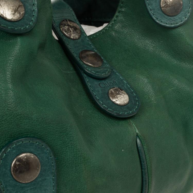 Pre Owned Chloe Green Buffalo Leather Silverado Bag