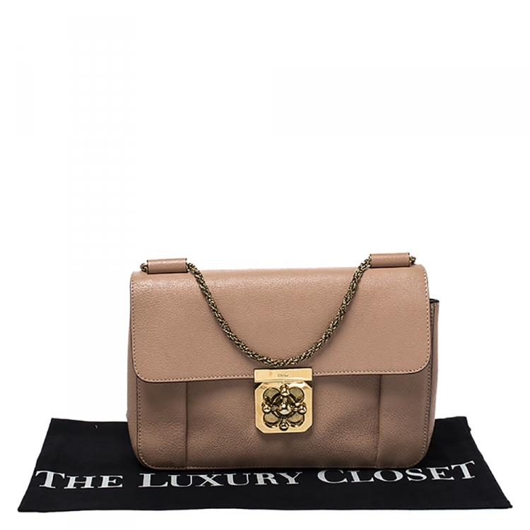 مملوكة مسبقًا Chloe Beige Leather Medium Elsie Shoulder Bag