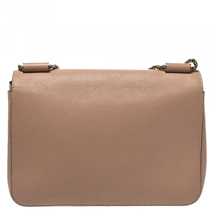 مملوكة مسبقًا Chloe Beige Leather Medium Elsie Shoulder Bag