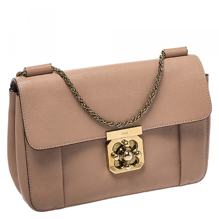 مملوكة مسبقًا Chloe Beige Leather Medium Elsie Shoulder Bag