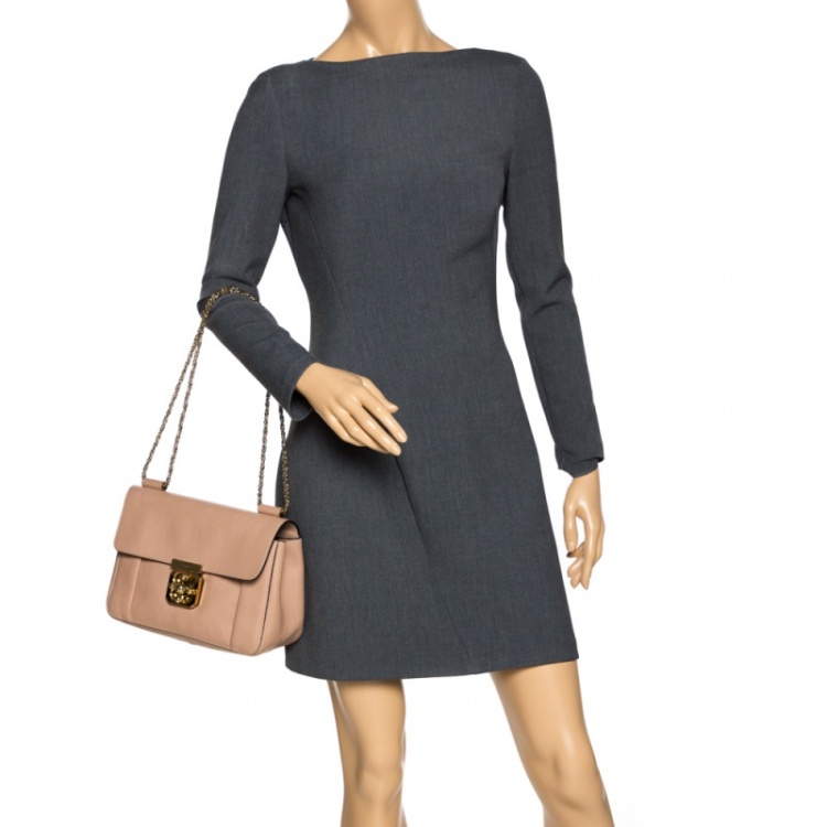 مملوكة مسبقًا Chloe Beige Leather Medium Elsie Shoulder Bag