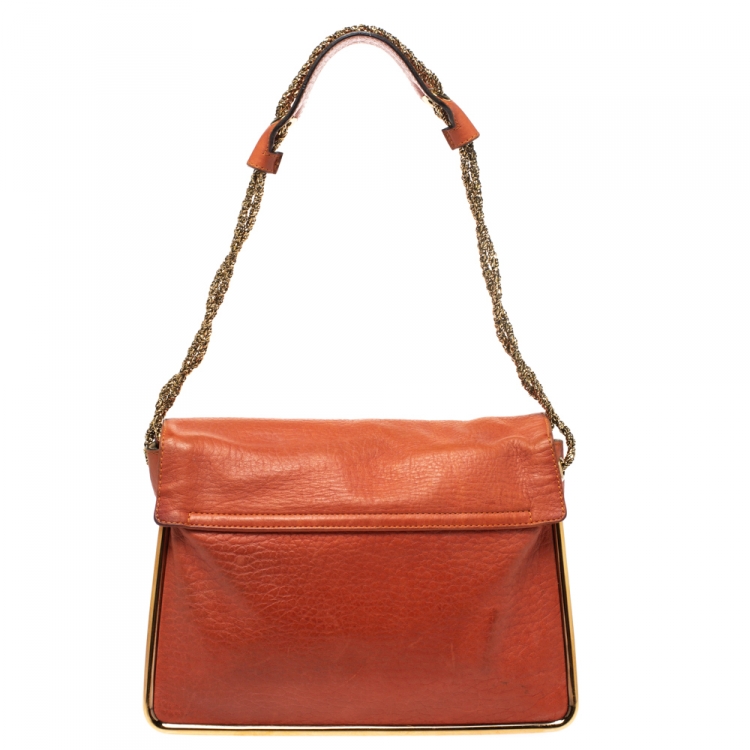 Pre Owned Chloe Orange Leather Medium Sally Shoulder Bag