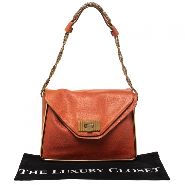 Pre Owned Chloe Orange Leather Medium Sally Shoulder Bag