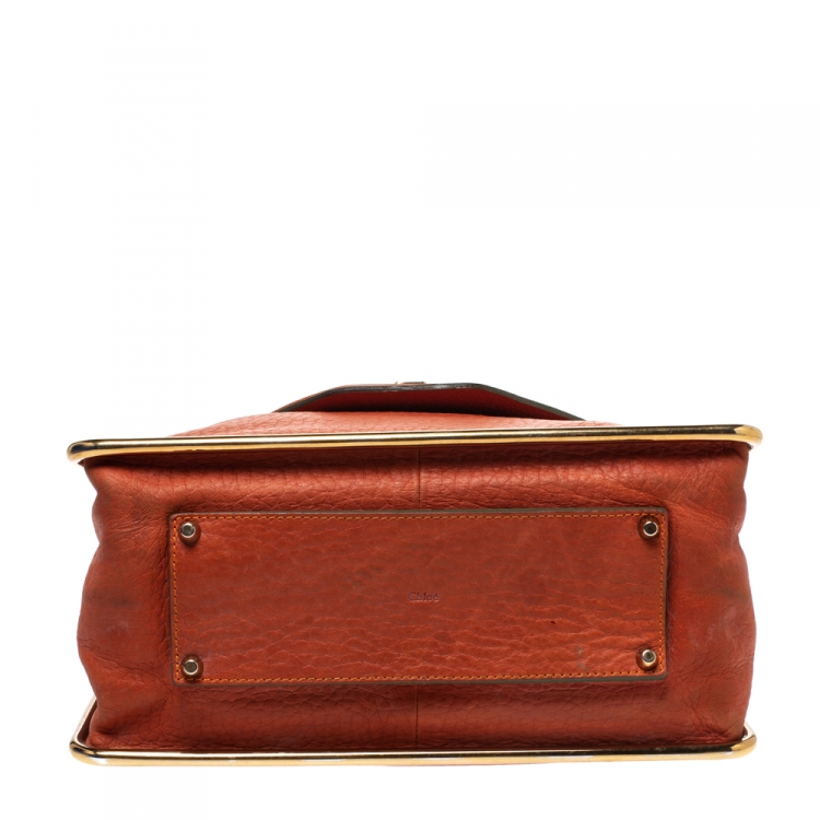 Pre Owned Chloe Orange Leather Medium Sally Shoulder Bag