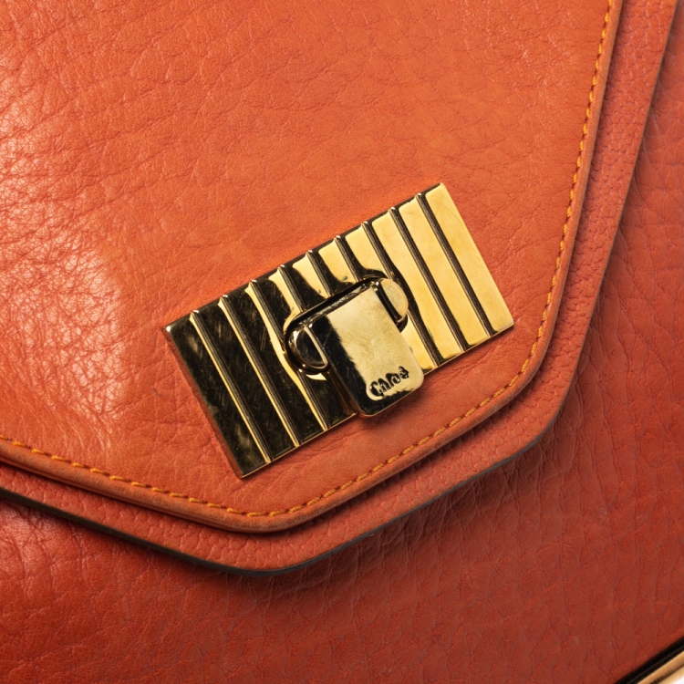 Pre Owned Chloe Orange Leather Medium Sally Shoulder Bag