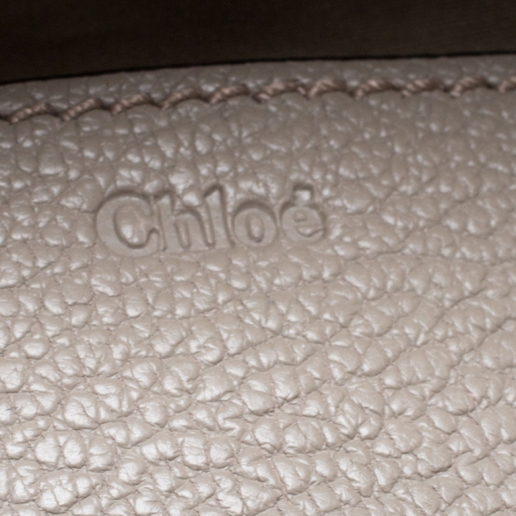 Pre Owned Chloe Taupe Leather Mini Elsie Shoulder Bag