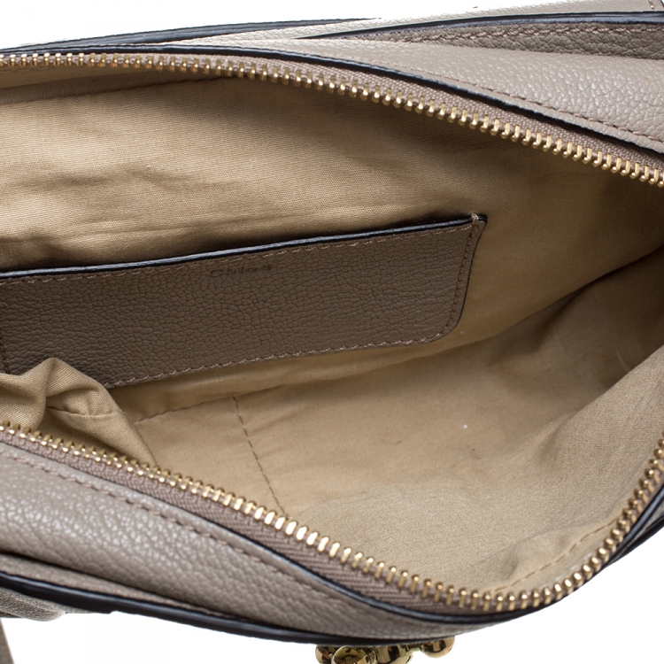 Pre Owned Chloe Taupe Leather Mini Elsie Shoulder Bag
