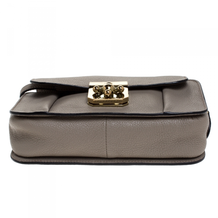 Pre Owned Chloe Taupe Leather Mini Elsie Shoulder Bag