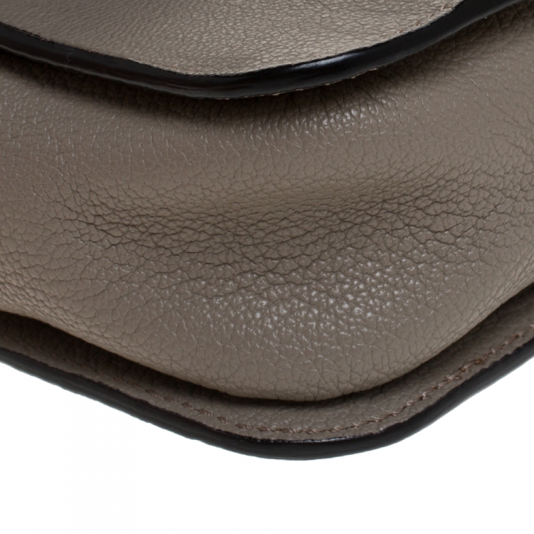 Pre Owned Chloe Taupe Leather Mini Elsie Shoulder Bag