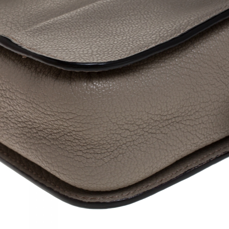 Pre Owned Chloe Taupe Leather Mini Elsie Shoulder Bag
