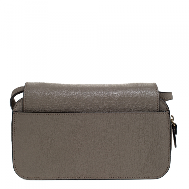 Pre Owned Chloe Taupe Leather Mini Elsie Shoulder Bag