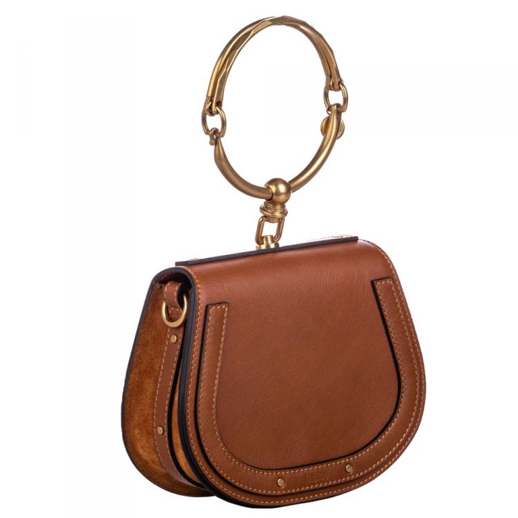 Pre Owned Chloe Brown Suede Small Nile Crossbody Bag