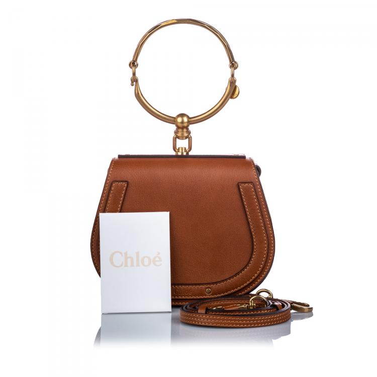 Pre Owned Chloe Brown Suede Small Nile Crossbody Bag