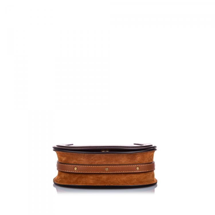 Pre Owned Chloe Brown Suede Small Nile Crossbody Bag