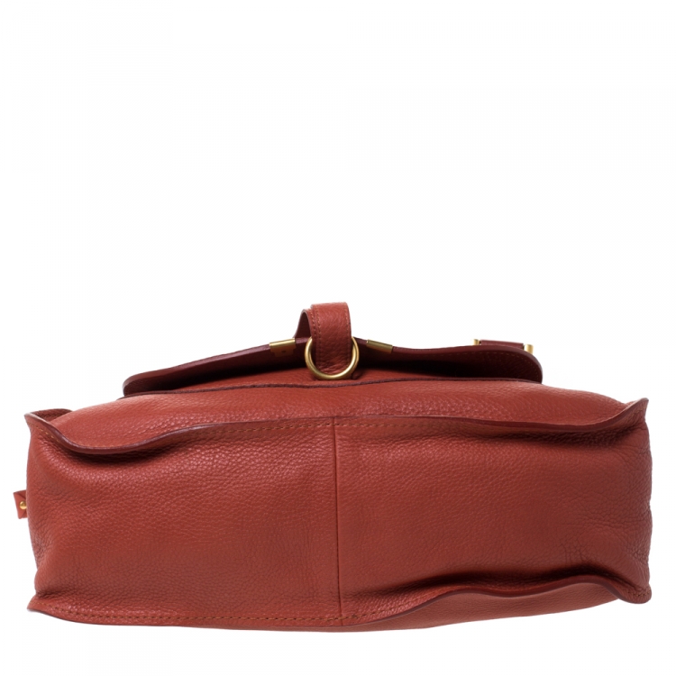 Pre Owned Chloe Orange Leather Medium Marcie Shoulder Bag