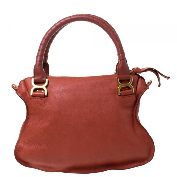 Pre Owned Chloe Orange Leather Medium Marcie Shoulder Bag