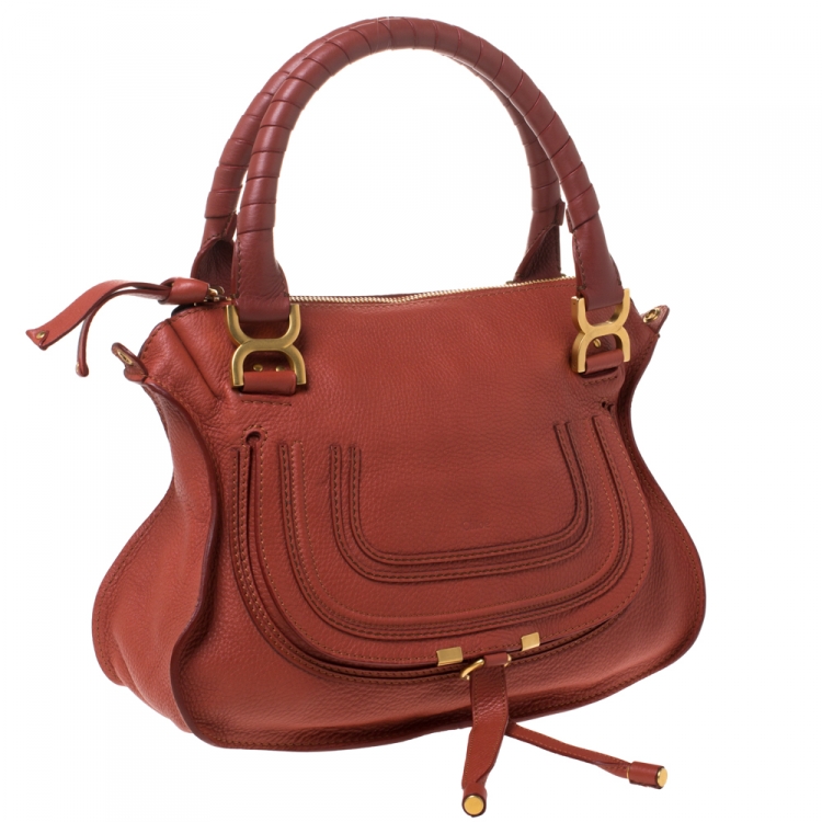 Pre Owned Chloe Orange Leather Medium Marcie Shoulder Bag