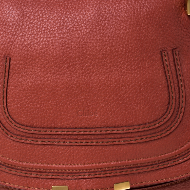 Pre Owned Chloe Orange Leather Medium Marcie Shoulder Bag