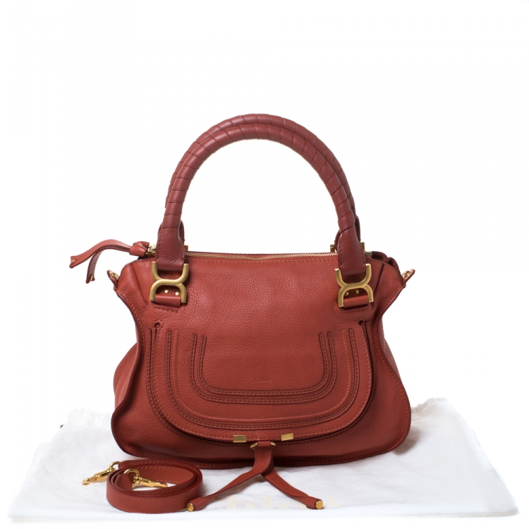 Pre Owned Chloe Orange Leather Medium Marcie Shoulder Bag