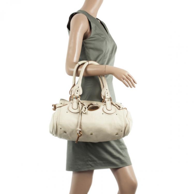 Pre Owned Chloe Cream Leather Paddington Satchel