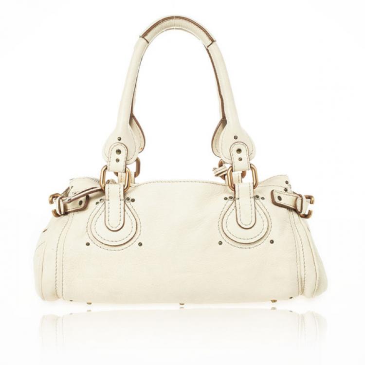 Pre Owned Chloe Cream Leather Paddington Satchel