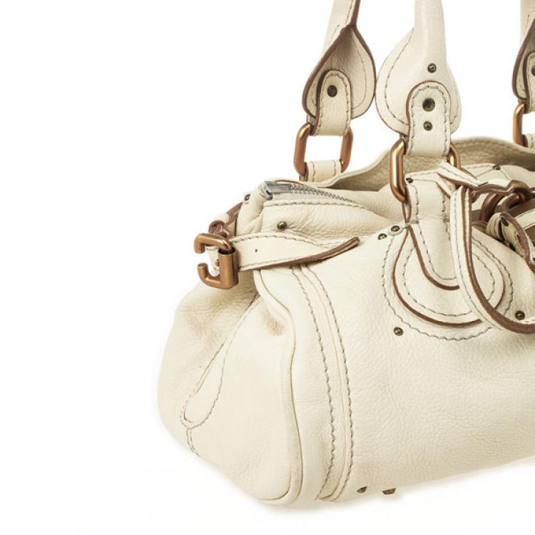 Pre Owned Chloe Cream Leather Paddington Satchel