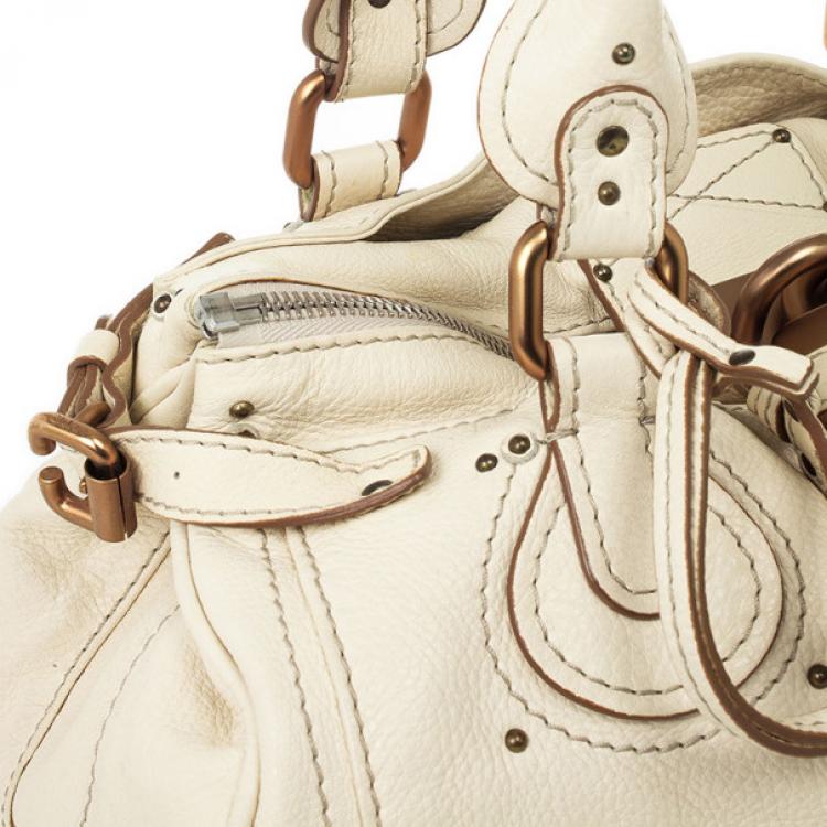 Pre Owned Chloe Cream Leather Paddington Satchel