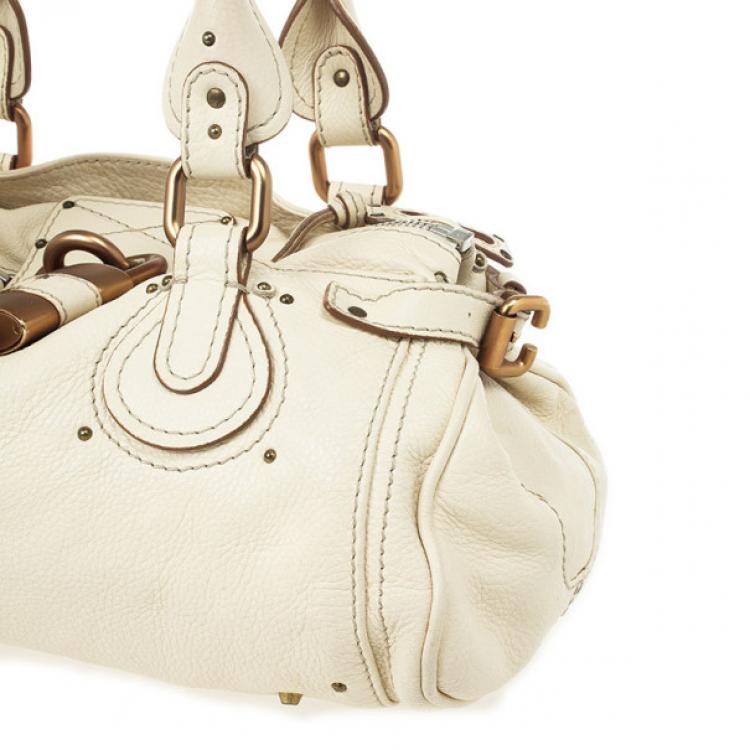 Pre Owned Chloe Cream Leather Paddington Satchel