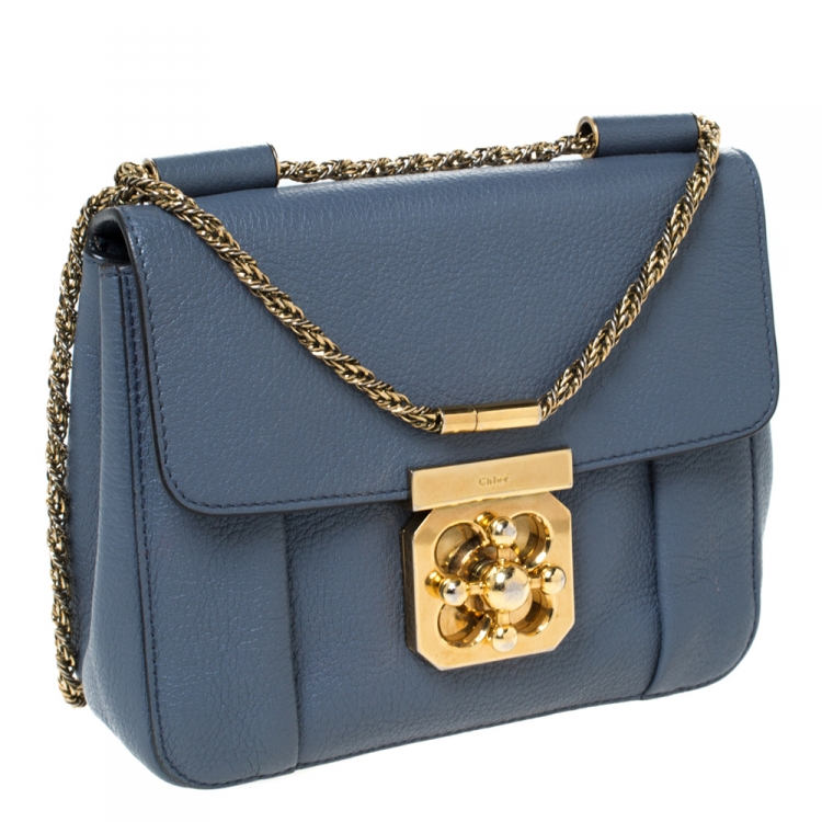 مملوكة مسبقًا Chloe Ash Blue Leather Small Elsie Shoulder Bag