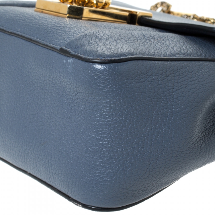 مملوكة مسبقًا Chloe Ash Blue Leather Small Elsie Shoulder Bag