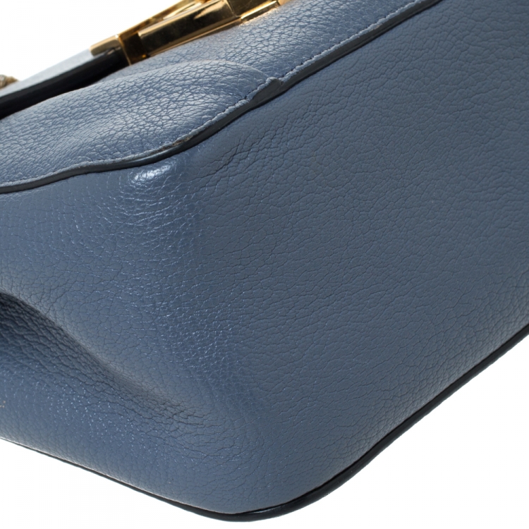 مملوكة مسبقًا Chloe Ash Blue Leather Small Elsie Shoulder Bag
