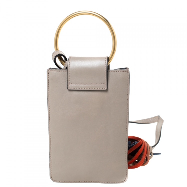 Pre Owned Chloe Beige Suede and Leather Mini Jane Bracelet Bag