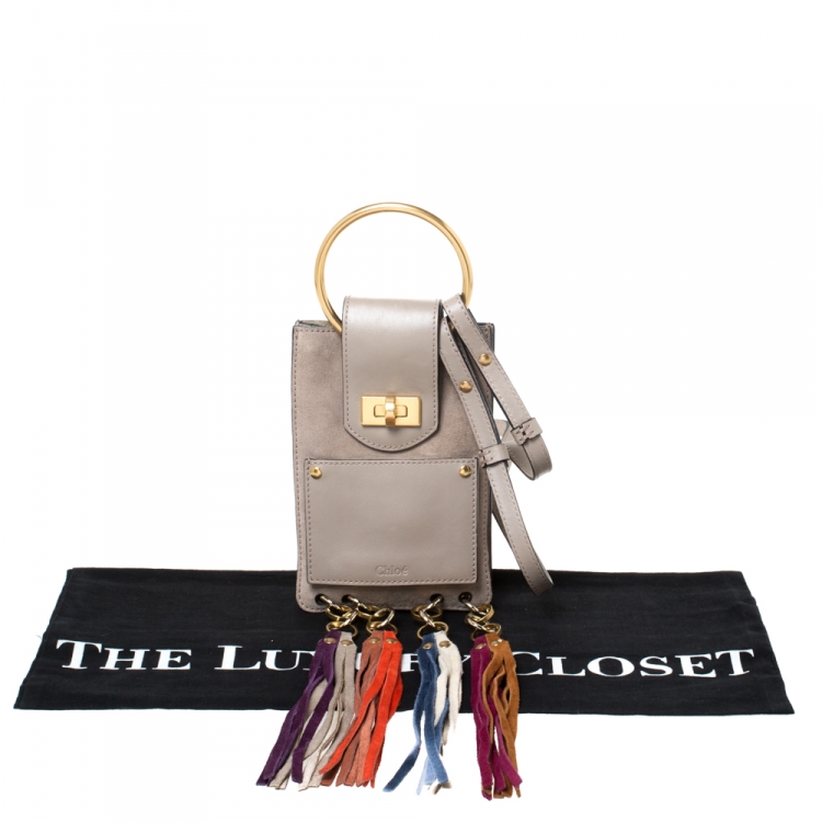 Pre Owned Chloe Beige Suede and Leather Mini Jane Bracelet Bag