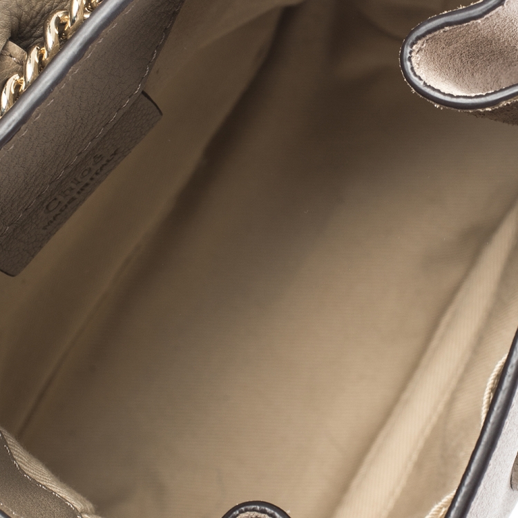 Pre Owned Chloe Grey Leather and Suede Mini Faye Daye Backpack