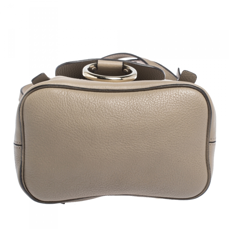 Pre Owned Chloe Grey Leather and Suede Mini Faye Daye Backpack