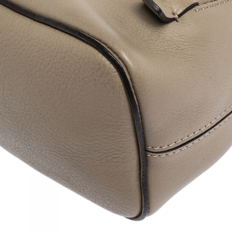 Pre Owned Chloe Grey Leather and Suede Mini Faye Daye Backpack