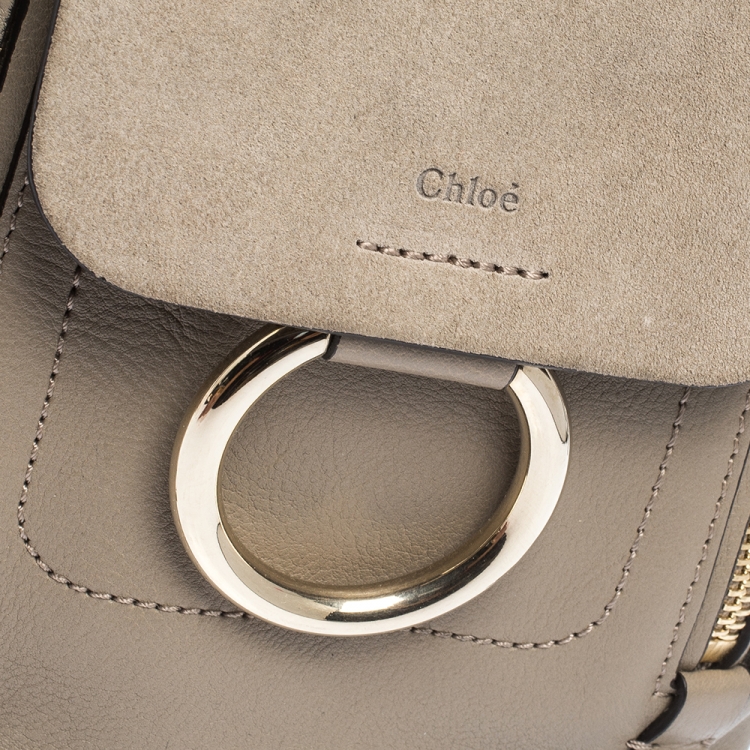 Pre Owned Chloe Grey Leather and Suede Mini Faye Daye Backpack