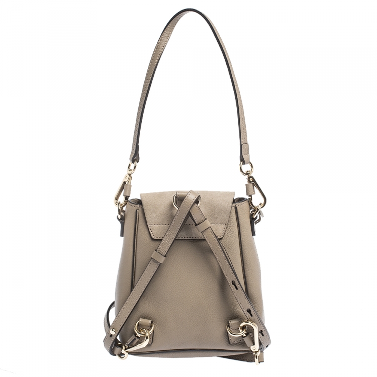 Pre Owned Chloe Grey Leather and Suede Mini Faye Daye Backpack