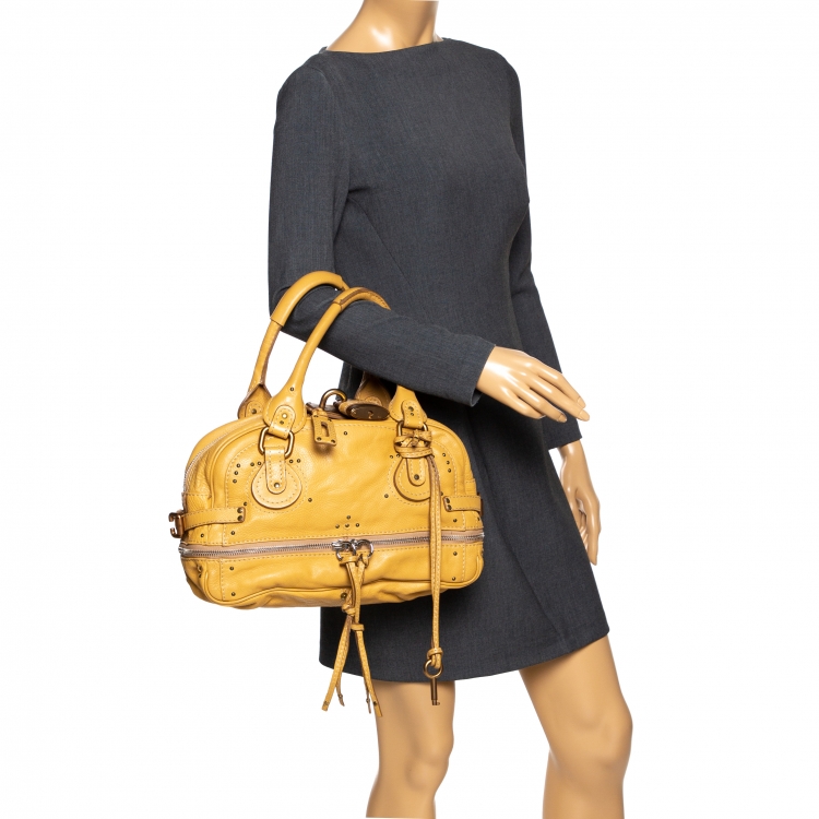 Pre Owned Chloe Beige Leather Paddington East/West Zippy Satchel 