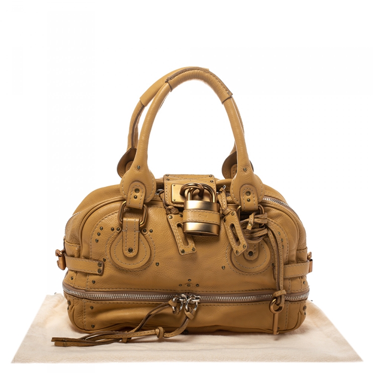 Pre Owned Chloe Beige Leather Paddington East/West Zippy Satchel 