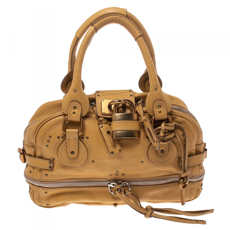 Pre Owned Chloe Beige Leather Paddington East/West Zippy Satchel 